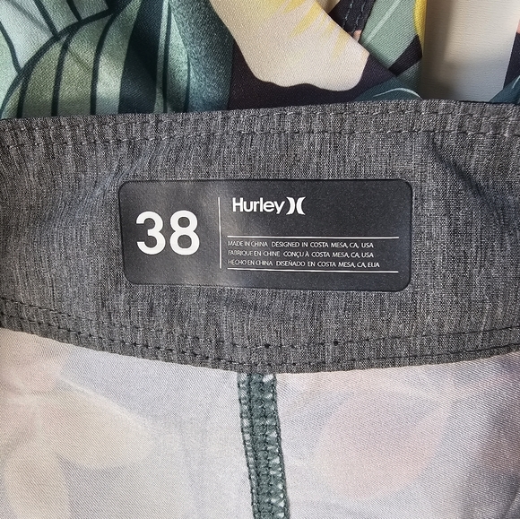 Hurley Phantom Hawaiian Board Shorts Mens 38 Blue Green Flap Back Pocket Preppy^ - Picture 3 of 6